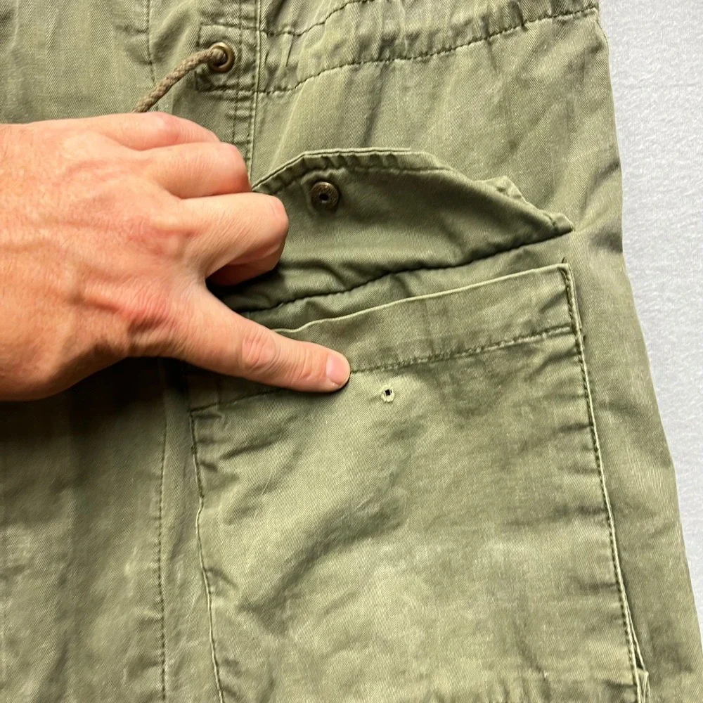 Free People Womens Olive Green Cotton Twill Military Field Jacket Fishtail Hem